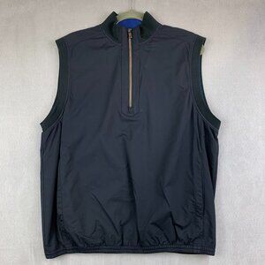 Tommy Bahama Mens Vest Medium Black Nylon 1/4 Zip Sleeveless Waterproof Outdoor